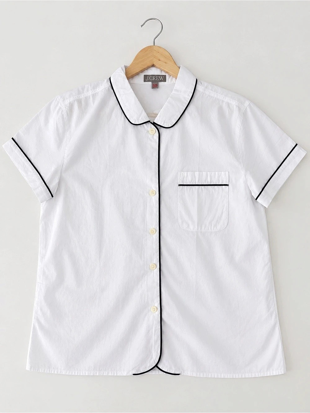 J.Crew Cotton Pajama-Style Shirt in White NWT
